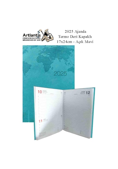 2025 Ajanda Ciltli Termo Kapak 1 Adet 17x24 Cm Ajanda 2025 Çizgili Ajanda Günlük Planlayıcı Termo Kapak 7000 Ofis Okul Açık Mavi