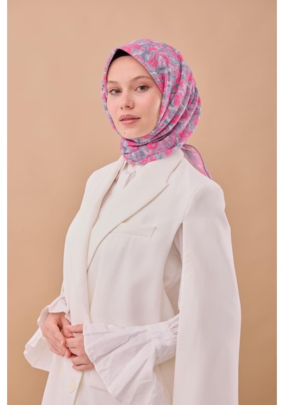 Silk Home Soft Eşarp 73091-28 Fuşya, Gri, Koyu Gri, Beyaz