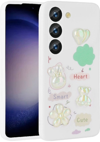 Galaxy Uyumlu A54 Kılıf Kabartma Figürlü Parlak Hptk Toys Silikon Kapak - Beyaz Beyaz