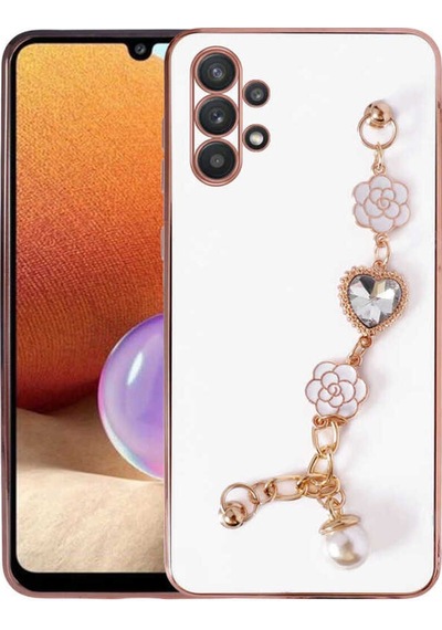 Galaxy A32 4g Kılıf El Tutamaçlı Kamera Korumalı Zore Taka Silikon Kapak Beyaz