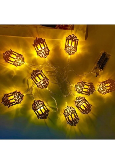 2 Metre Fener Figürlü Ramazan Ledi, Pilli Ramazan Kareem Led, Dekor Led, Ramazan Banner Sarkıt Gün Işığı