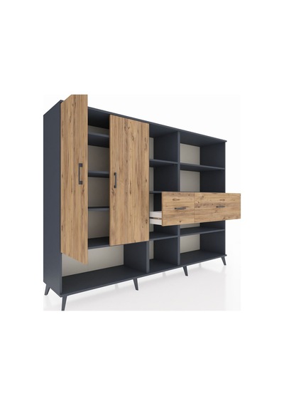 Hyperion Dolap 10 Raflı 2 Çekmeceli 2 Kapaklı 220x44x163 Antrasit-çam Atlas Çam - Antrasit Hyperion Dolap 10 Raflı 2 Çekmeceli 2 Kapaklı 220x44x163 Antrasit-çam Atlas Çam - Antrasit