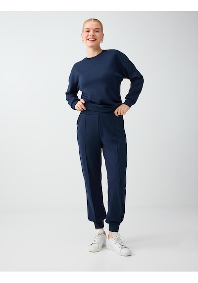 Jimmy Key Lacivert Yüksek Bel Dar Paça Cepli Jogger Pantolon 6ww188602494