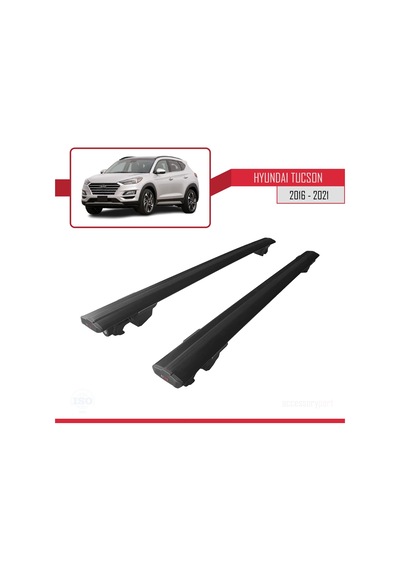 Hyundai Tucson Tl 2016-2021 Arası İle Uyumlu Hook Model Anahtar Kilitli Ara Atkı Tavan Barı Siyah