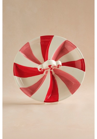 Karaca New Year Candy Twist Pink Bölmeli Sunumluk 27 Cm Kırmızı