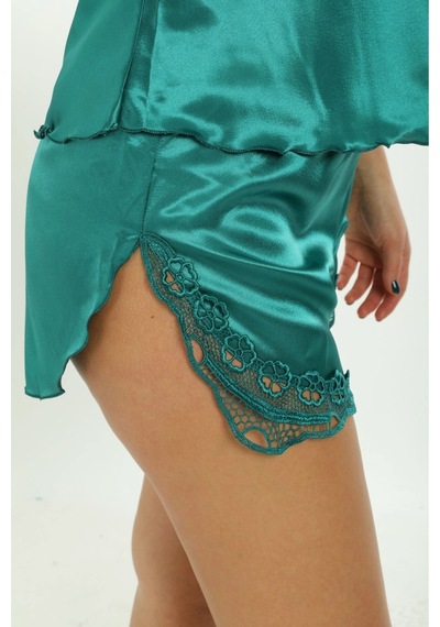 Colezium Yeşil Saten Babydoll Şortlu Takım Çok Renkli