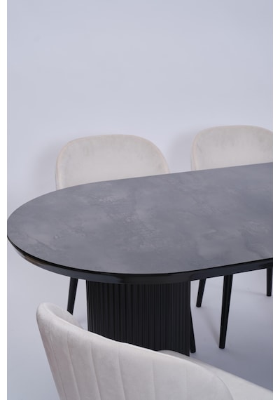Bohem Göksu Lak Panel Yemek Masa Sandalye Takımı 90x170 Siyah