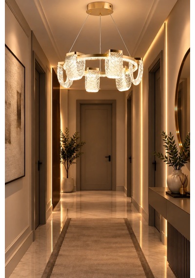 Modern Premium Led Avize Gold Kasa Salon Oturma Odası Lüks Sarkıt Avize 60w