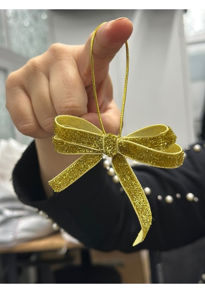 Paşateks Simli Altın Fiyonk Askılı Yılbaşı Noel Ağaç Süsü Ve Dekoratif Kurdele