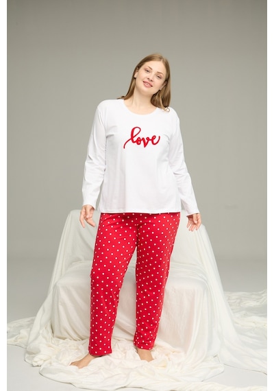 Siyah İnci Curve Büyük Beden Battal Boy Pamuklu Pijama Takım25240783 Beyaz Siyah İnci Curve Büyük Beden Battal Boy Pamuklu Pijama Takım25240783 Beyaz