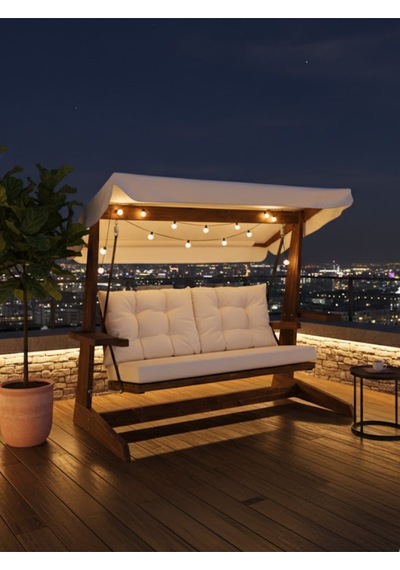 Viva 2200 3 Kişilik Ahşap Bahçe Salıncağı, Balkon ve Teras Salıncağı, Dış Mekan Salıncağı/Krem Viva 2200 3 Kişilik Ahşap Bahçe Salıncağı, Balkon ve Teras Salıncağı, Dış Mekan Salıncağı/Krem