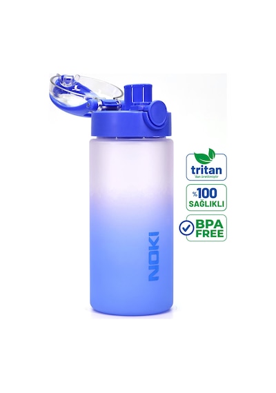 Su Matarası Tritan Geniş Ağız Su Şişesi Gradyan Spor Matarası Suluğu Bpasız 500 Ml Mavi 0109