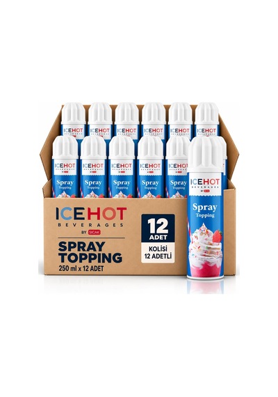 Icehot Sprey Şanti 250 Gr Soğuk & Sıcak Uyumlu Hazır Sprey Krema X 12 Adet