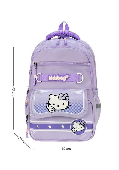 Hello Kitty Baskılı Ortopedik Su Geçirmez Ultra Lüx Okul Çantası Termal Beslenme Ve Kalemlik Mor