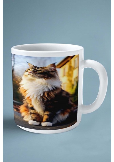 Maine Coon Kedi İsimli Kişiye Özel Baskılı Kupa Bardak Model 14 Çok Renkli
