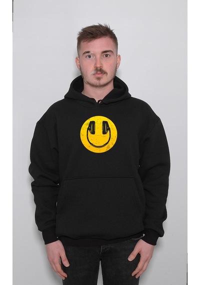 Smile Kulaklık Music Gülen Surat Sweatshirt Unisex Kapüşonlu Hoodie 001