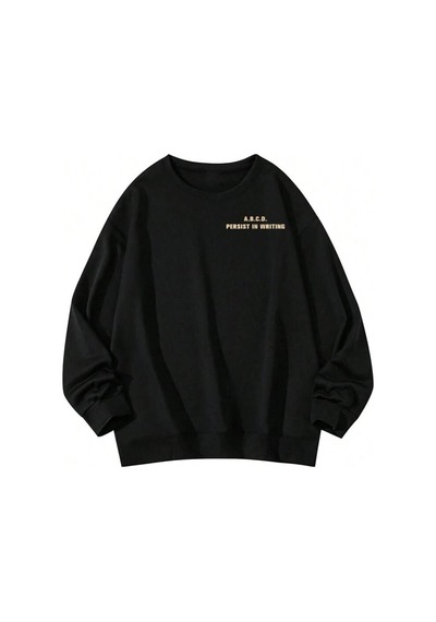 Siyah Oversize Bisikletyaka Wr Baskılı Sweatshirt Siyah