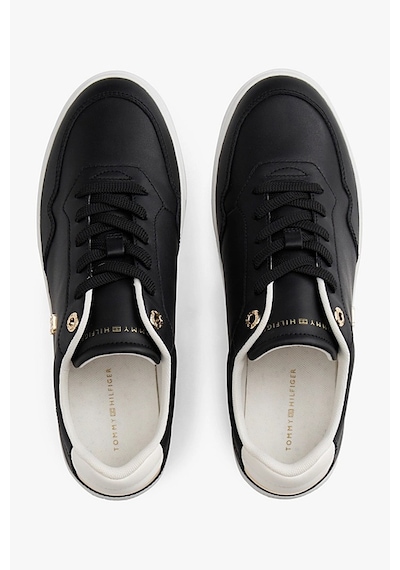 Tommy Hilfiger Kadın Th Monogram Plaque Court Sneakers - Siyah Triple Black