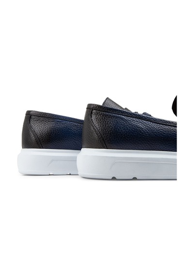 Deery Hakiki Deri Mavi Comfort Püsküllü Erkek Loafer - 01587mmvıp06 Mavi