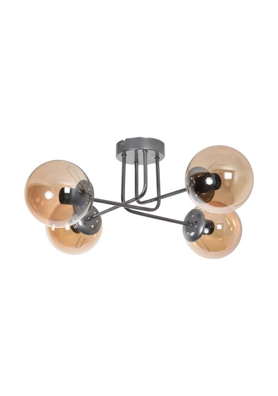 Safir Modern Tasarım Salon Yatak Odası Mutfak Gri Renk Bal Camlı 4 Lü Avize Gri Bal Gri Bal