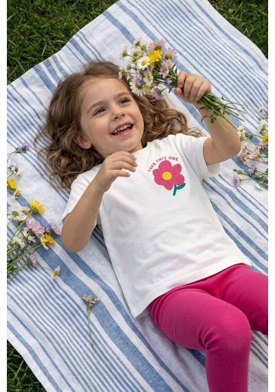 Zuzunga Cute Flower Baskılı Kız Çocuk Takımı Pembe Taytlı Fuşya