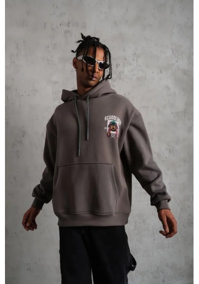 Veraura Lifestyle Erkek School Boy Baskılı Kapüşonlu Sweat - Gri