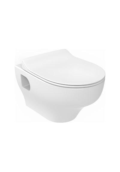Creavit Ness Kanalsız Beyaz Açık Montaj Asma Klozet Ns322, Creavit Ness Duroplast Yavaş Kapak Kc3403.02 Beyaz