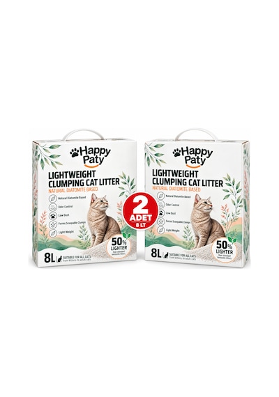 Happy Paty Lightweight Diatomit Kedi Kumu 8 Litre 2 Adet