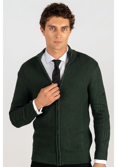 Tudors Slim Fit Dar Kesim Kendinden Desenli Erkek Hırka-25058 Yeşil Tudors Slim Fit Dar Kesim Kendinden Desenli Erkek Hırka-25058 Yeşil
