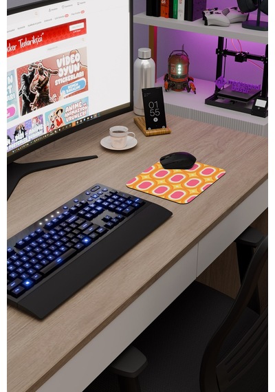 Retro 60 Lar Kaymaz Dikişli Kauçuk Oyuncu Mousepad V5 - 22x18 Gaming Mouse Pad Fare Altlığı