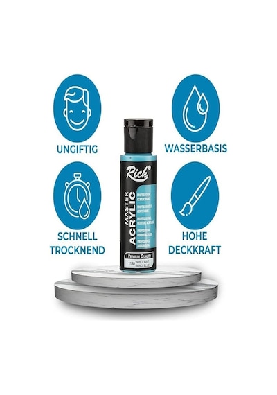 Rich Mastermix Akrilik Boya 6 Renk 60 Ml 1 Paket Ana Renkler Akrilik Boya 6 Lı Profesyonel Tuval Canvas Çok Renkli