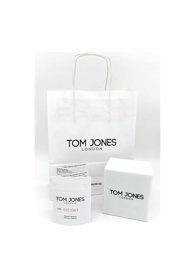 Tom Jones Metal Gümüş Renk Kasa Kordon Lacivert Takvimli Kadran Erkek Kol Saati Tj.3.10026a-3 Gri