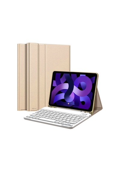 NovStrap Apple Uyumlu iPad Air 4/5 Nesil 10.9 inç Bluetooth Klavyeli Kılıf Deri Kapaklı Standlı