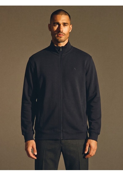 Maccali Erkek Lacivert Büyük Beden Pamuklu Fermuarlı Sweatshirt