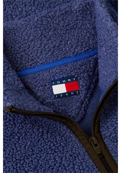 Tommy Hilfiger Tjm Rlx Badge Zıp-thru Teddy Ext Erkek Mavi Sweatshirt - Dm0dm22345