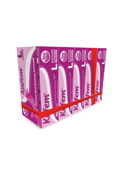 Kafem Pembe Nitril Eldiven Pudrasız L 100 Lü X 5 Paket