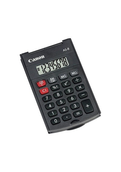 Canon As-8 Siyah 8 Haneli Kapaklı Cep Tipi Hesap Makinesi-151984 Diğer