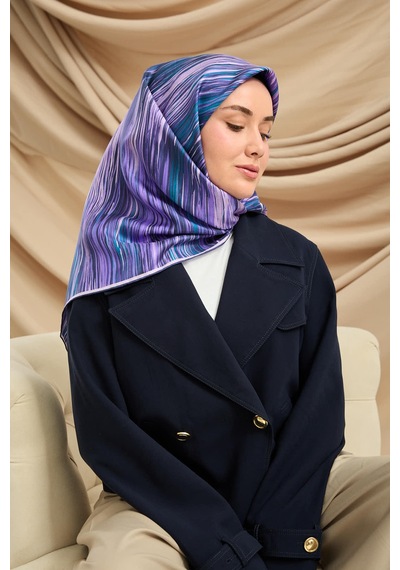 Silk Home Twill İpek Eşarp 11484-27 Mor, Patina, Pudra, Lila, Lacivert