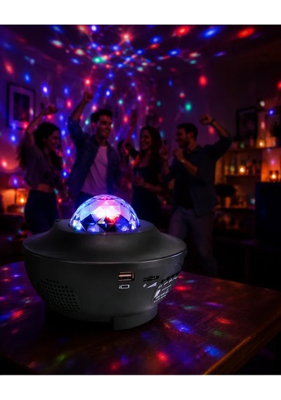 Astraltech Yıldız Projektörlü Gece Lambası + Ses Sensörlü Işık Efekti Çok Renkli