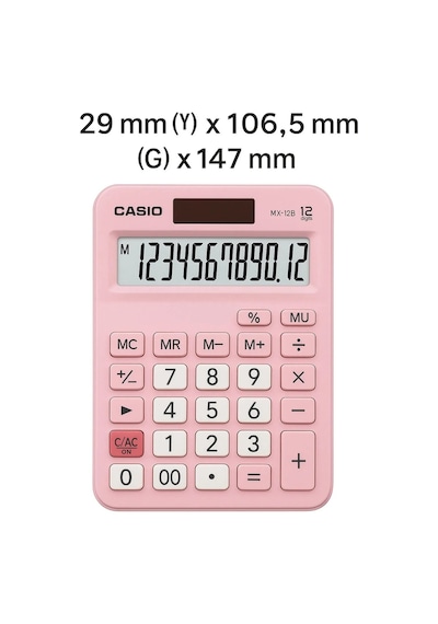 Casio Mx-12b-pk Pembe 12 Hane Masa Üstü Hesap Makinesi Çok Renkli