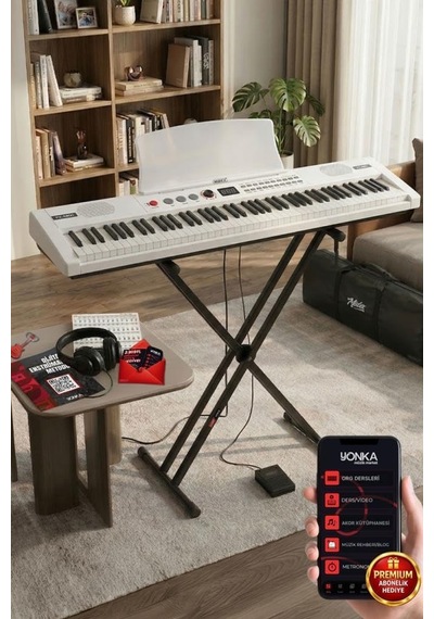 Midex Ps4000wh-set Tuş Hassasiyetli 61 Tuşlu Org Bluetooth Usb Midi Sustain Pedalı Çanta Kulaklık Stand Metod