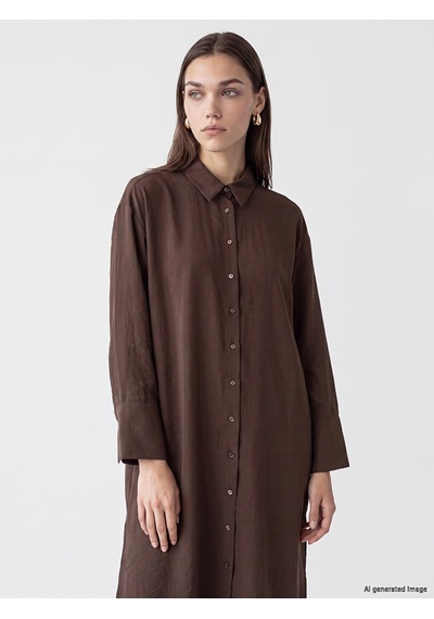 Lcw Modest Kahverengi Modal Karışımlı Oversize Kadın Gömlek Tunik
