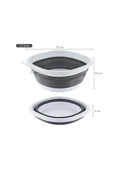 Katlanır Badya Akordiyon Silikon Leğen Badya Set 10-5-2,7 Litre