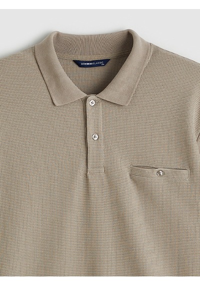 Lcwaıkıkı Classic Bej Büyük Beden Polo Yaka Erkek Sweatshirt