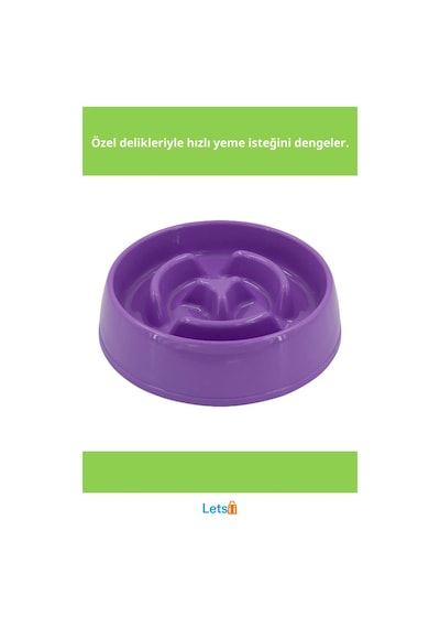 Mikopet Yavaş Mama Yeme Kabı 375 Ml. Plastik Mor, Mavi, Yeşil, Pembe Çok Renkli