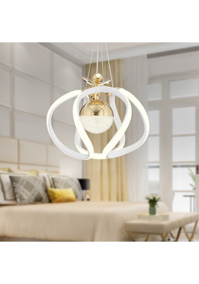 Pelin Tekli Beyaz Gold Ledi Modern Oturma Odası, Koridor, Salon Led Avize