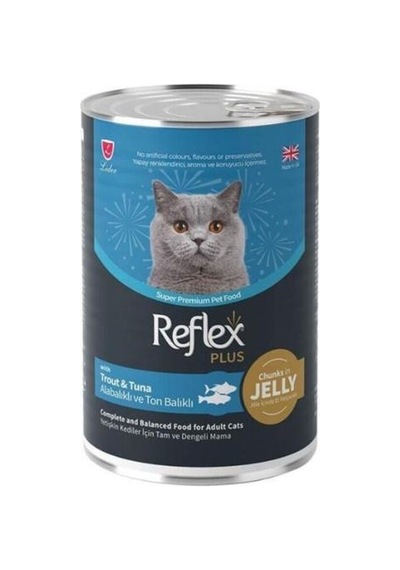 Reflex Plus Jöle İçinde Et Parçacıklı Alabalıklı Ve Ton Balıklı Yetişkin Kedi Konservesi 400 Gr