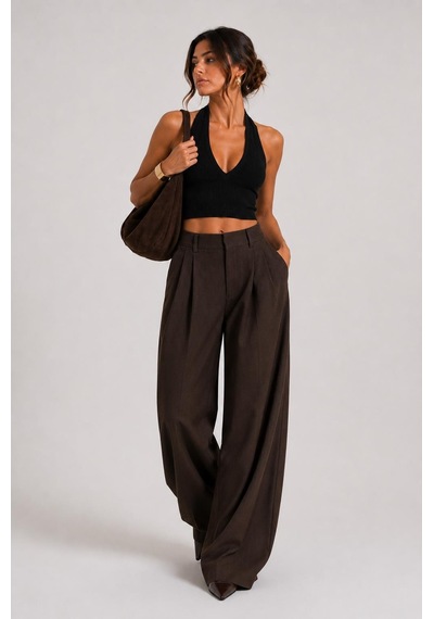Alexandergardı Sırtı Açık Fitilli Crop Top Siyah