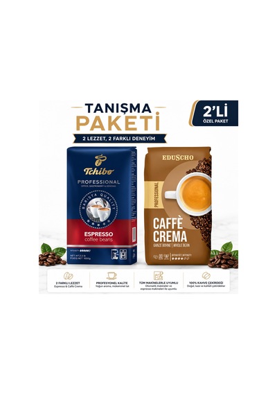 Tanışma Paketi Proffesional Espresso Beans Ve Eduscho Caffe Crema Çekirdek Kahve 1'er Kg