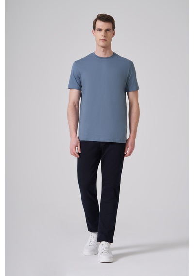 Morven Erkek İndigo Basic Bisiklet Yaka Dynamic Fit Pamuk T-shirt 26yc018008308 İndigo